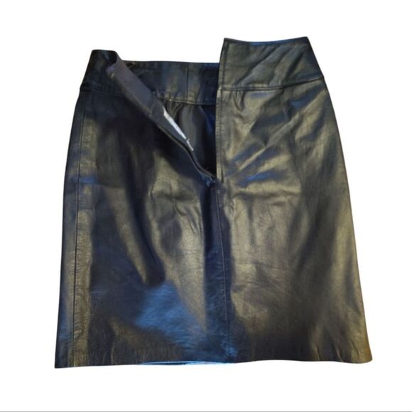 VTG 80s BB Dakota Black Leather Mini Skirt SZ 7 High Waist Moto Grunge Goth - Picture 7 of 12